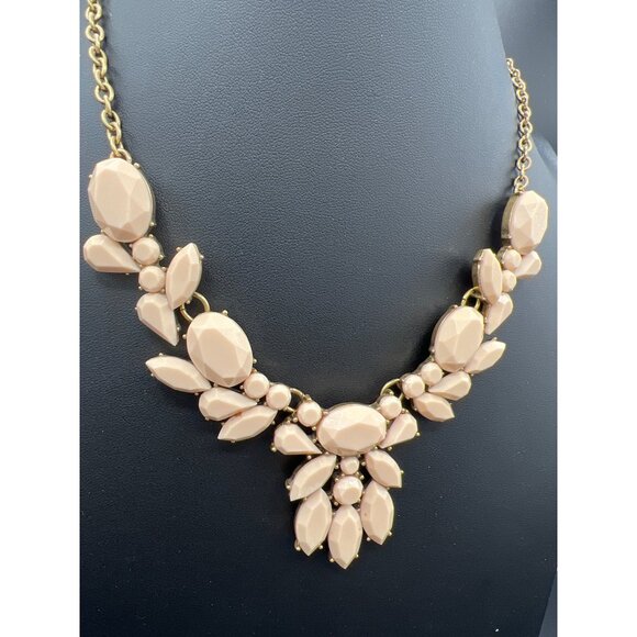 J.Crew Womens Statement Bib Necklace Cream Faceted  Flower Beads Gold-tone - Picture 2 of 11